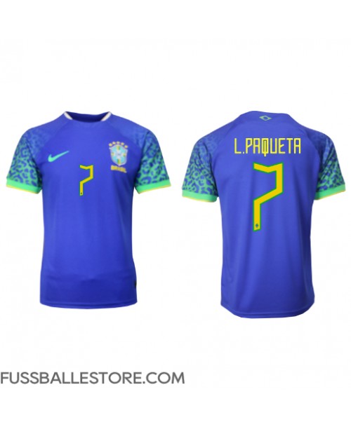 Günstige Brasilien Lucas Paqueta #7 Auswärtstrikot WM 2022 Kurzarm
